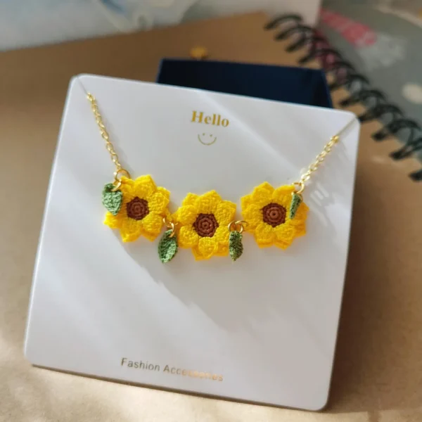 Handmade Crochet Flower Necklace - Image 4