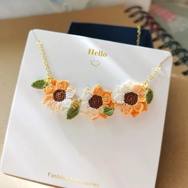 Handmade Crochet Flower Necklace - Image 2