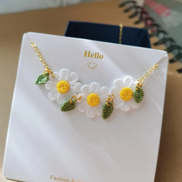 Handmade Crochet Flower Necklace - Image 3