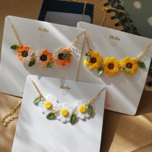 Handmade Crochet Flower Necklace