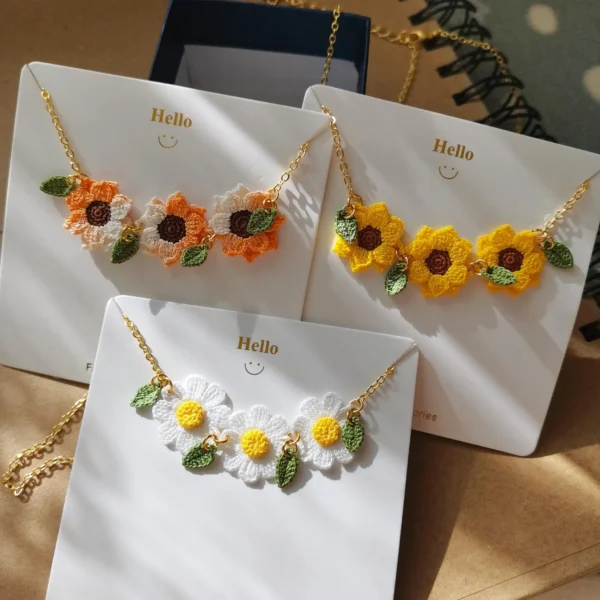Handmade Crochet Flower Necklace