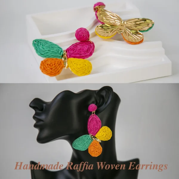 Handmade Raffia Woven earrings - Image 2