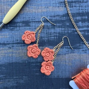 Handmade Crochet Flower Dangle Earrings
