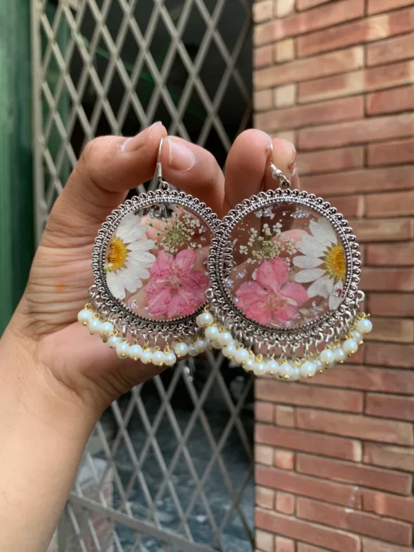 Floral Silver Jhumka - Image 2