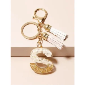 Shein - Letter Charm Keychain- Multicolor