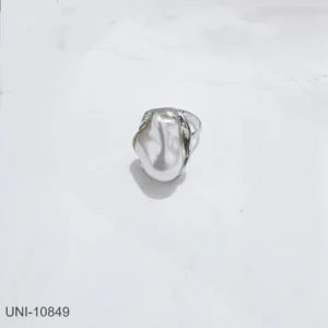 White Pearl Foiled Silver - Ring