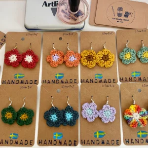 Handmade crochet flower earrings