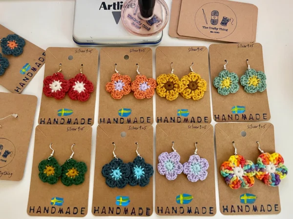 Handmade crochet flower earrings