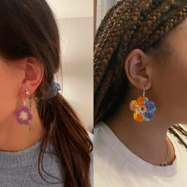 Handmade crochet flower earrings - Image 3