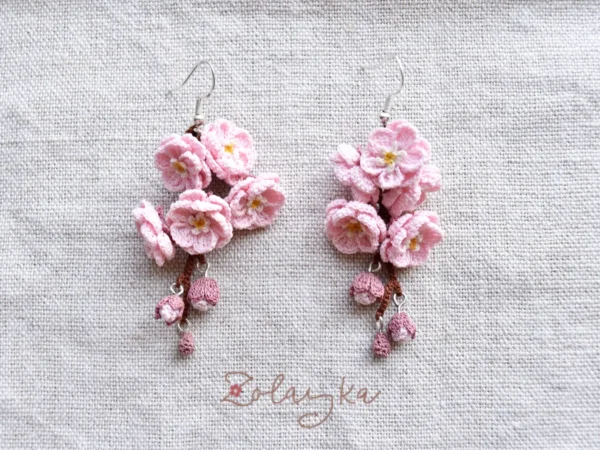 Plum Blossom Micro Crochet Earrings - Image 2