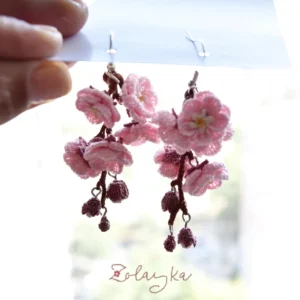 Plum Blossom Micro Crochet Earrings