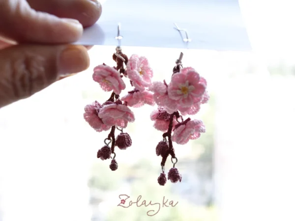 Plum Blossom Micro Crochet Earrings